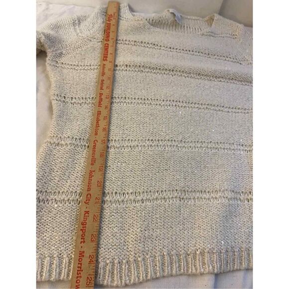 Chicos sweater cream bling shiny sequins dots size 1 Medium M - Picture 7 of 7